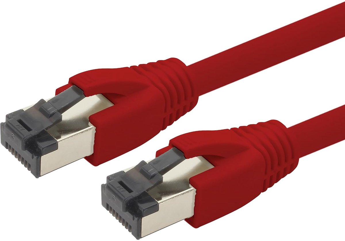 1aTTack.de 7,5m Cat 8 netwerkkabel CAT8 kabel rood - 1 stuk Cat.8 LAN 2000 MHz 40 Gbit s 40GBase-T PoE+ patchkabel Ethernetkabel LSZH - 1 x 7,5 meter rood