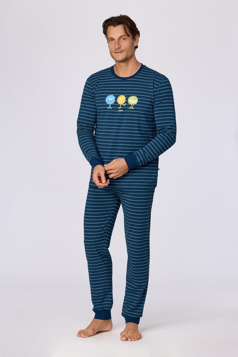 Woody pyjama jongens/heren - donkerblauw gestreept - aliens - 262-10-PLC-Z/909 - maat M