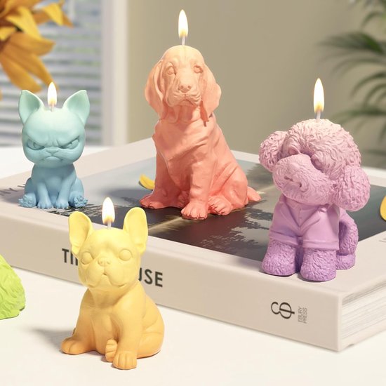 2 stuks 3D hond siliconen vormen gietvormen hond kaarsen vormen siliconen 3D siliconen vorm kaarsvormen schattige hond siliconen vorm voor taartdecoratie, chocolade, zeep, sojawas kaarsen — afbeelding 5