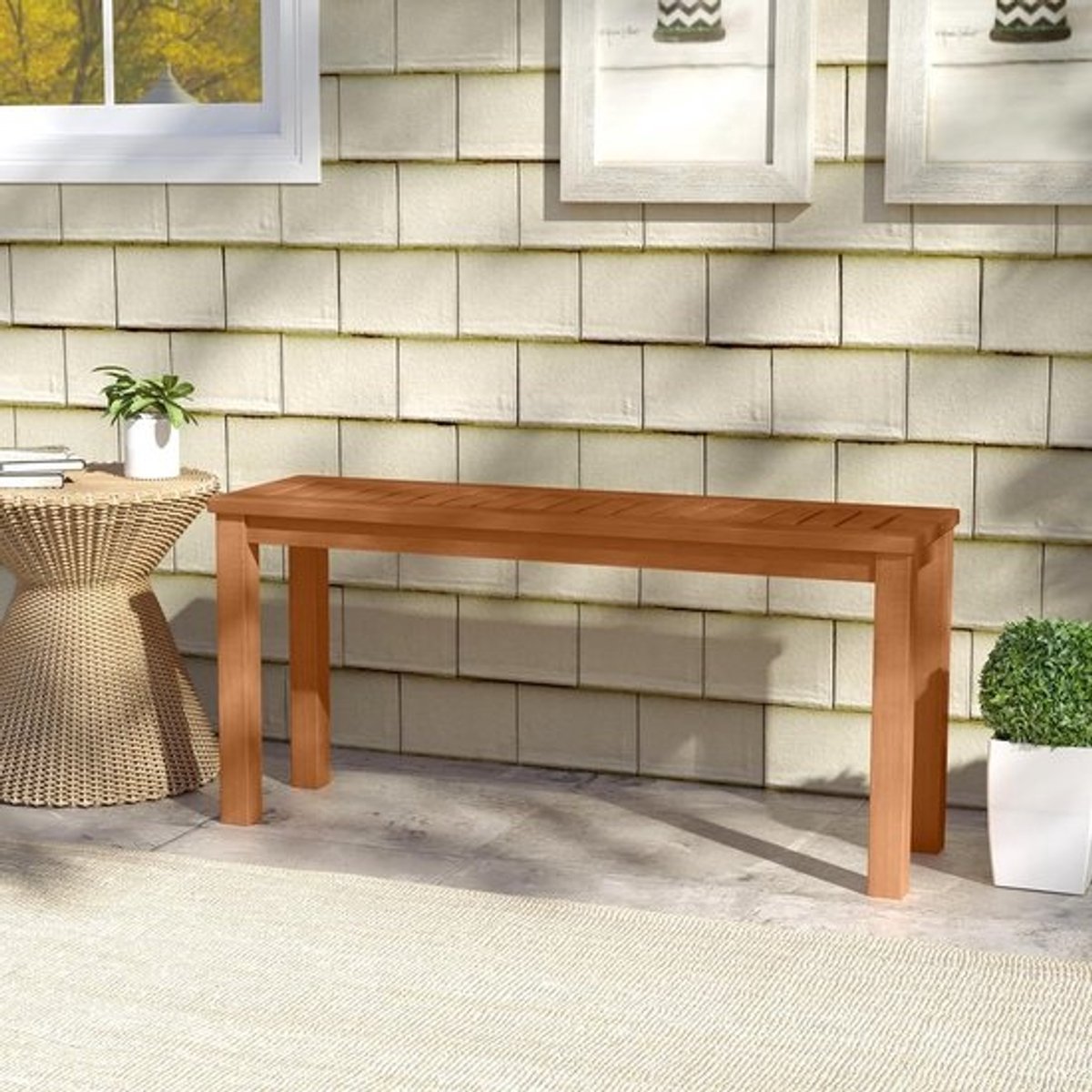 Houten Buitenbank - Zonder Rugleuning - Ontspannen Zitten - Ademend Lattenbodem - 100 cm Breed - Natuurlijk