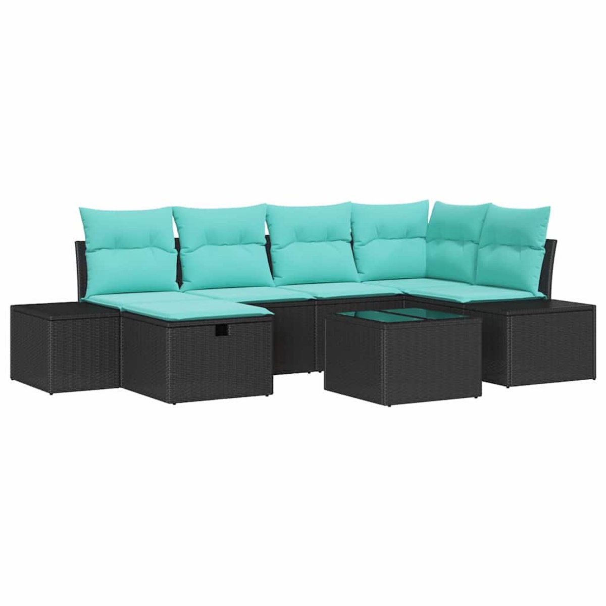 vidaXL - Bankstel - 3 - st - poly - rattan