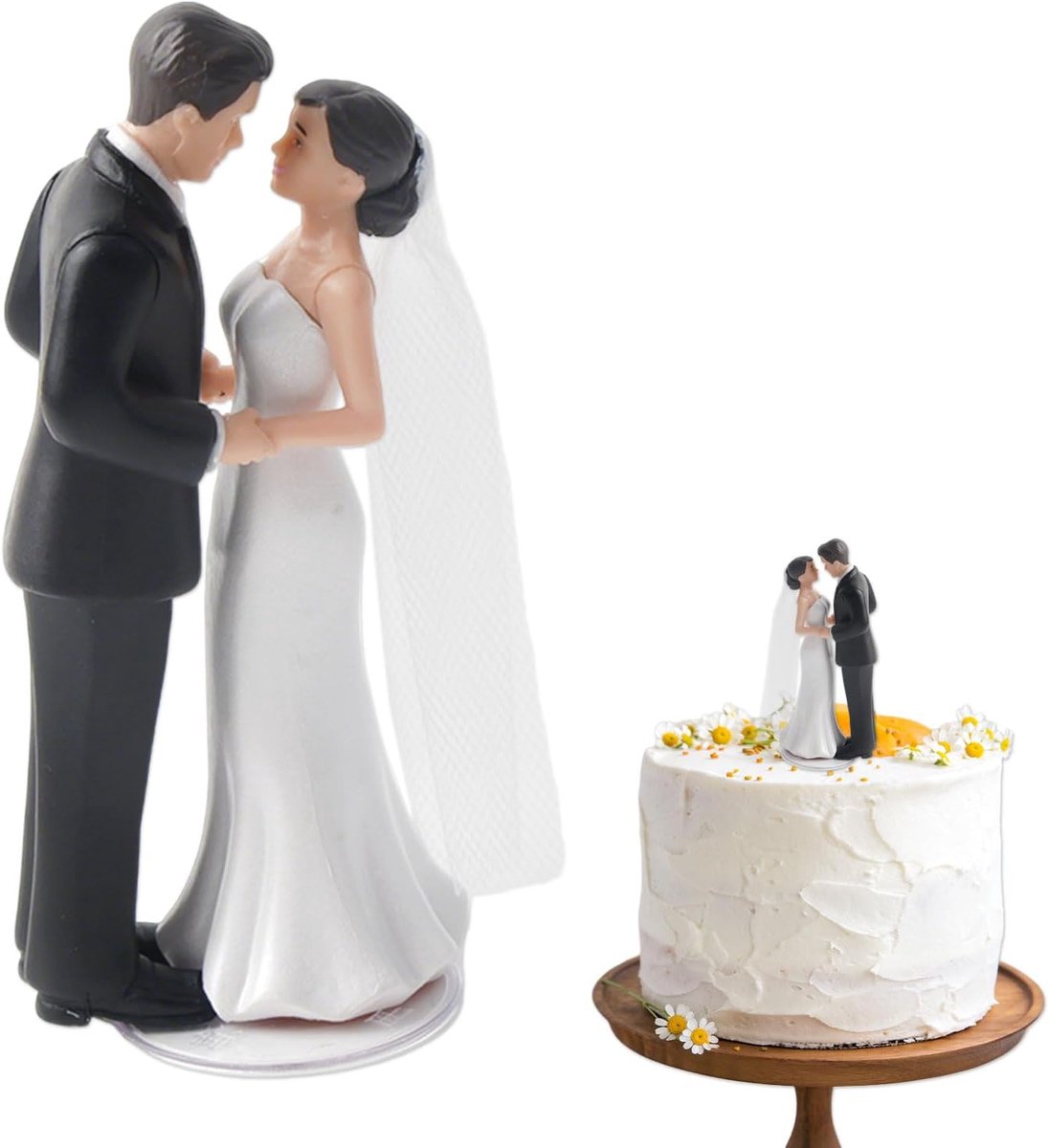 5 x 11 cm, bruidspaarfiguren, bruidspaarfiguren voor huwelijksfeest, jubileum en desktopaandenken (wit)