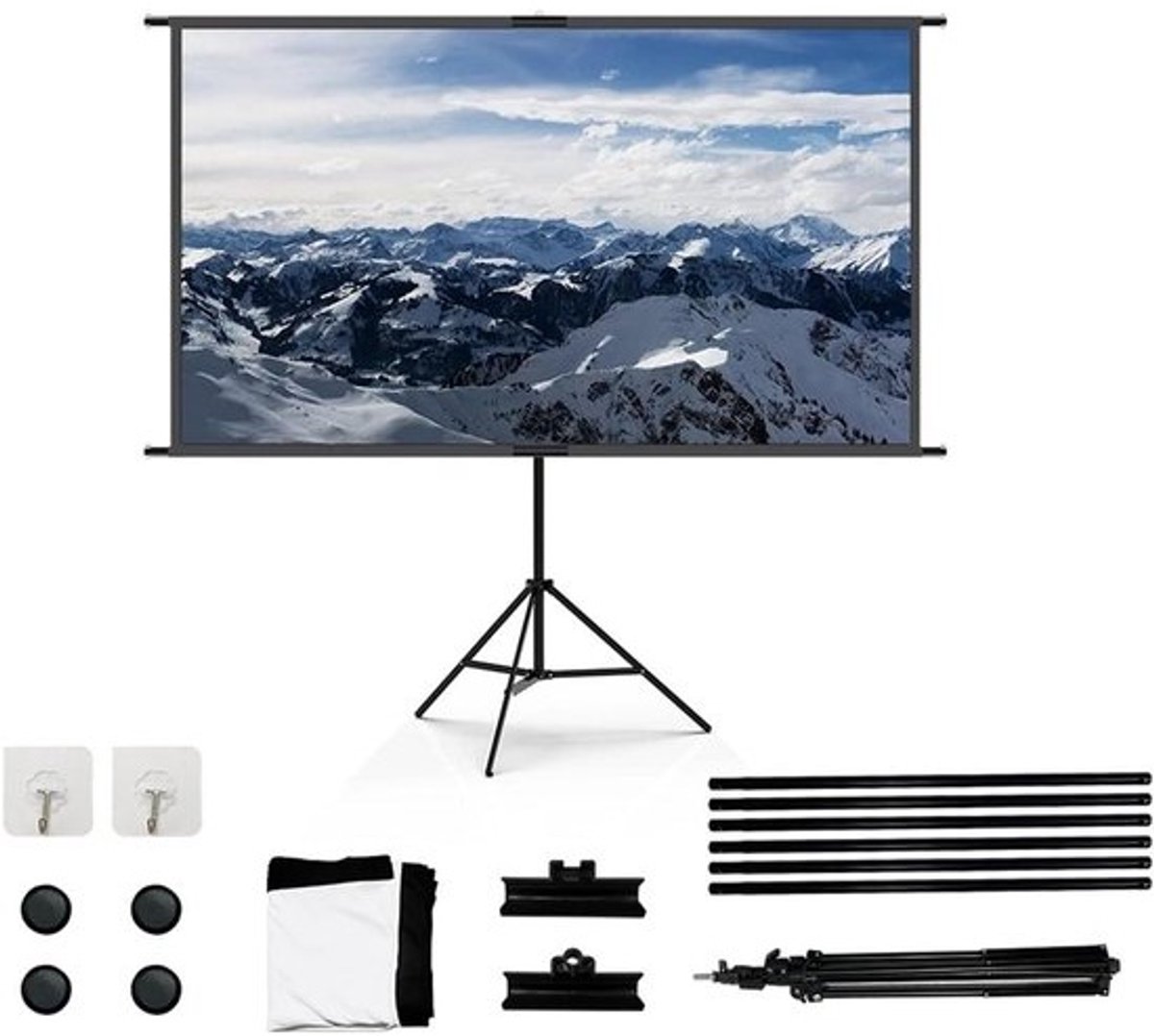 Projectiescherm - Beeldscherm Scherm - Thuisbioscoop Creëren - Draagbaar Met Beugel - 120 inch - Wit