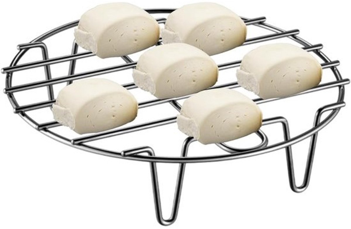 Rond Stoomrek - Keukenrek - Gezond Koken - Roestvrij Staal - 20 cm - Zilver