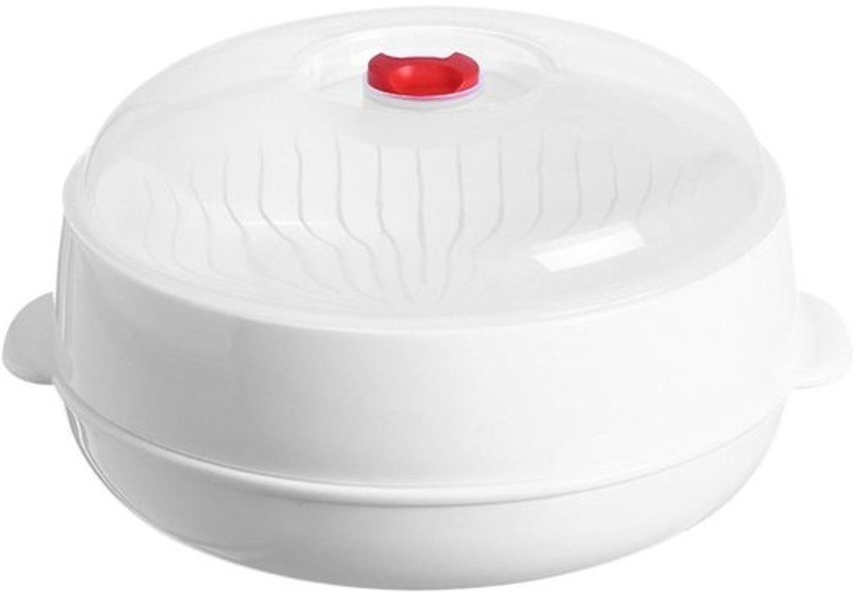 Magnetron Stoompan - Stoomkoker - Gezond Koken - Compleet met Lade - 20 cm Diameter - Wit