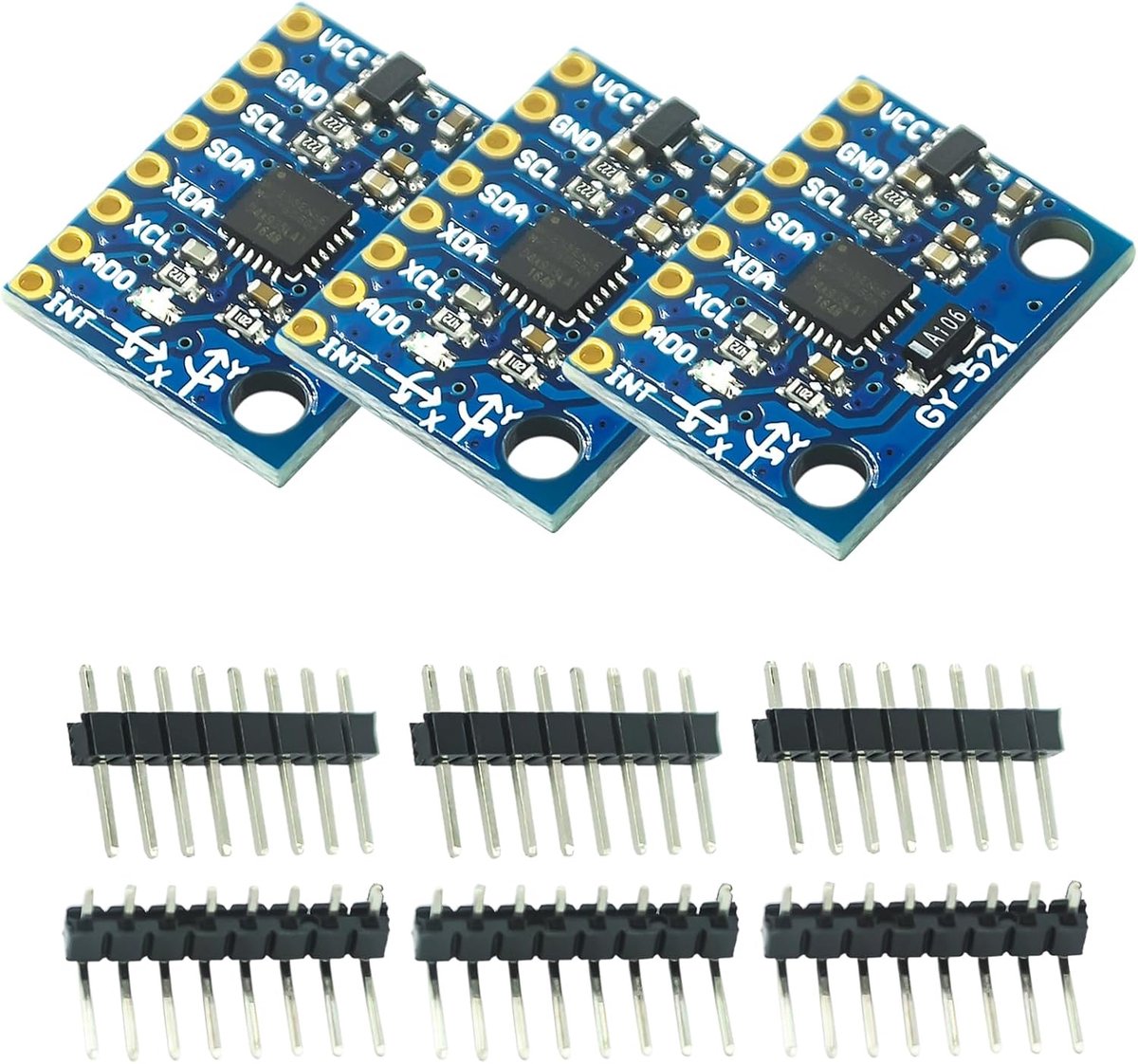 3 x GY-521 MPU-6050 module, 3-assige gyroscoop en versnellingssensor, compatibel met Arduino en Raspberry Pi, voor bewegings-sensing-games, voetgangernavigatoren en houdingskoppelingen
