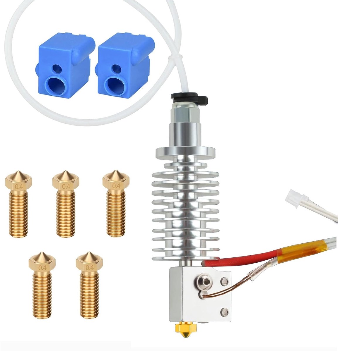 24 V 45 W V5 J-kop Vulkaan Hotend High Flow, 2 stuks 300 graden Celsius siliconen sokken, 5 stuks 0,4 mm sproeiers compatibel met Anycubic Vyper voor Kobra Max voor Kobra Plus