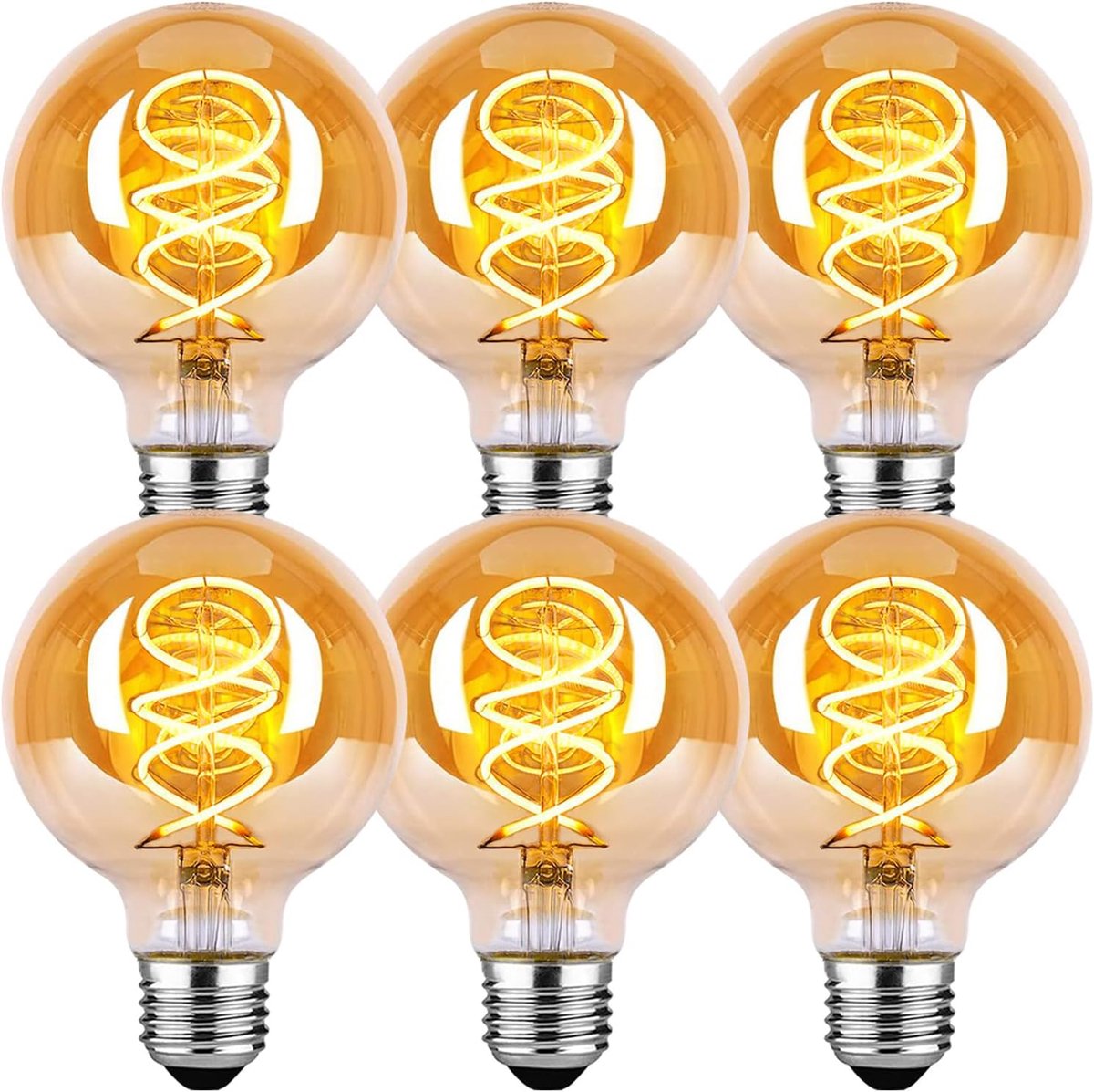 Led Lamp Dimbaar Gloeilamp E27 Vintage Warm Wit 4W ST64 Edison Led Gloeilamp Ideaal Voor Decoratieve Nostalgie En Retro Verlichting, Amberkleur-6 stuks(YHS6PBT1)