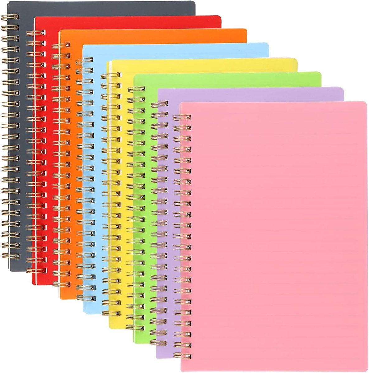8 stuks, A5-formaat, 60 vellen/120 pagina's per boek, hardcover, kleurrijk spiraal, notitieblok, gelinieerd notitieblok voor dagboek, notities maken en schilderen