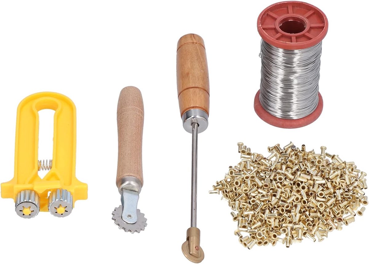 Bijenkorfframe Spanset met Koperen Oogjes en Ijzerdraden, Handmatige Draadspanner voor Vaste Beesnest Frames, Praktische Bijenteeltgereedschap voor Honingproductie, Efficiënt en Duurzaam