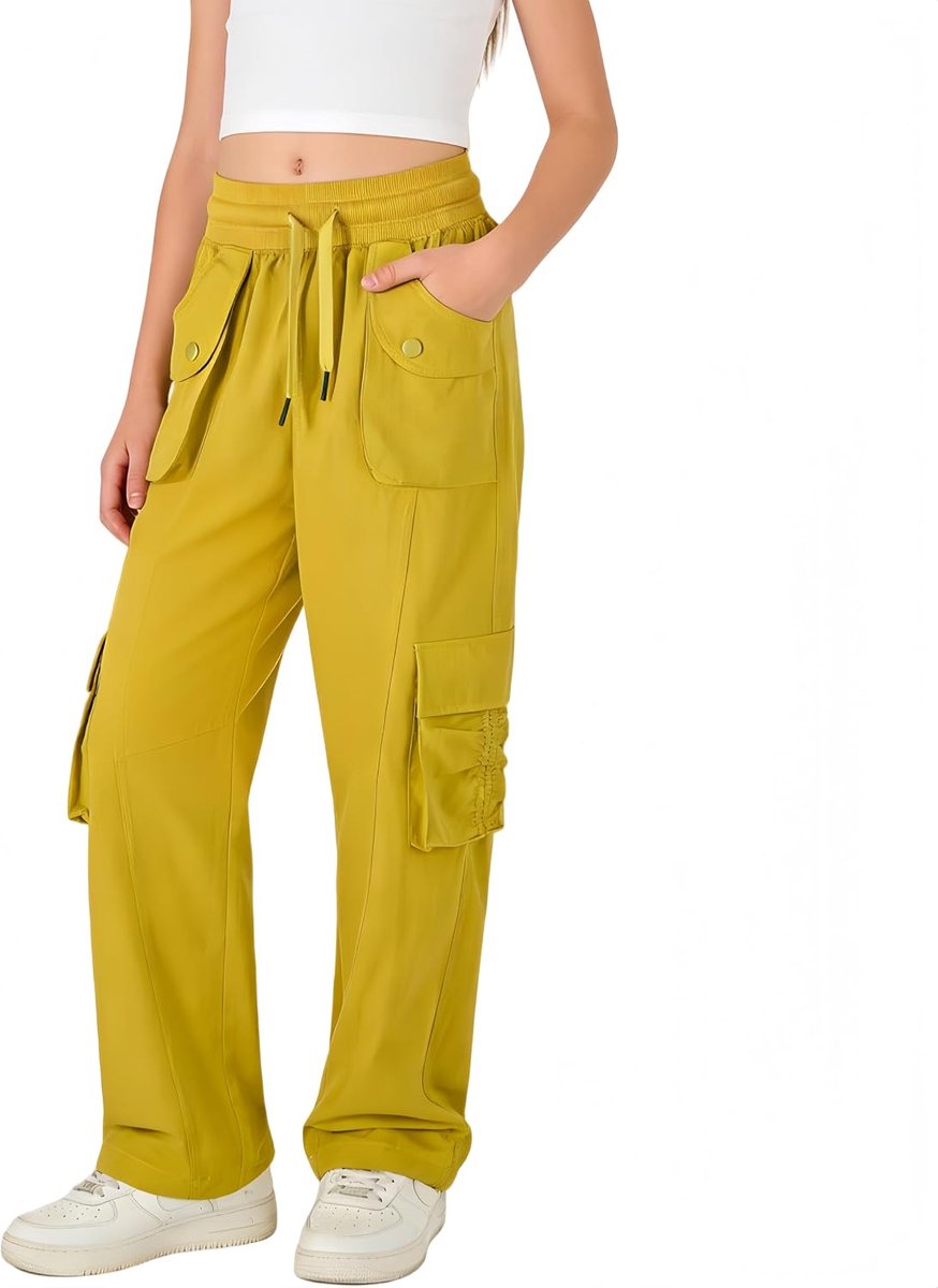 Cargobroek voor meisjes, waterdicht, joggen, wandelen, hoge taille, licht, sneldrogend