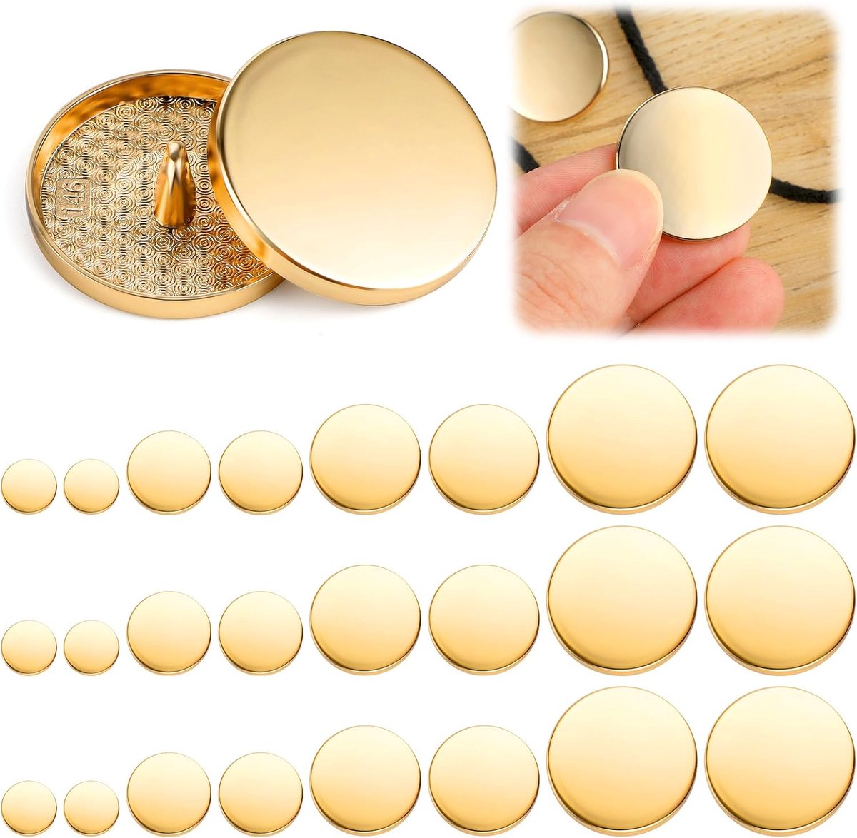 Knopen - 10 mm 15 mm 20 mm 25 mm Jeansknopen - Ronde Gevormde Knopen voor Hemd, Pak, Broek en Jassen