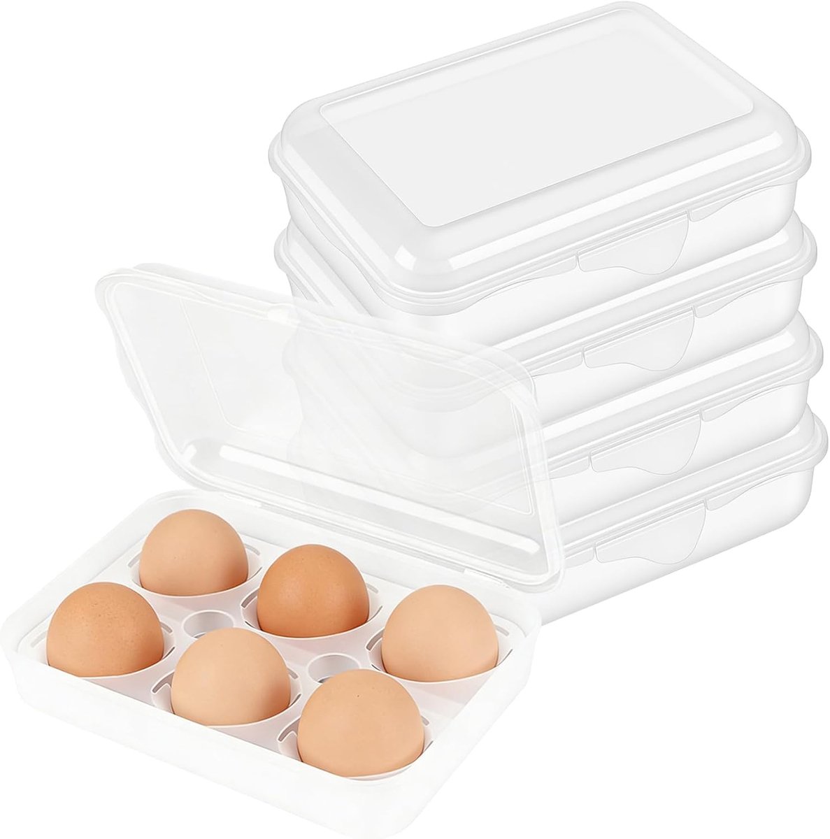5 stuks eieren opbergdoos, koelkast, kunststof eierbox, 6 eieren, transportbox, eieropbergdozen, transparante eierhouder voor koelkast, camping, reizen
