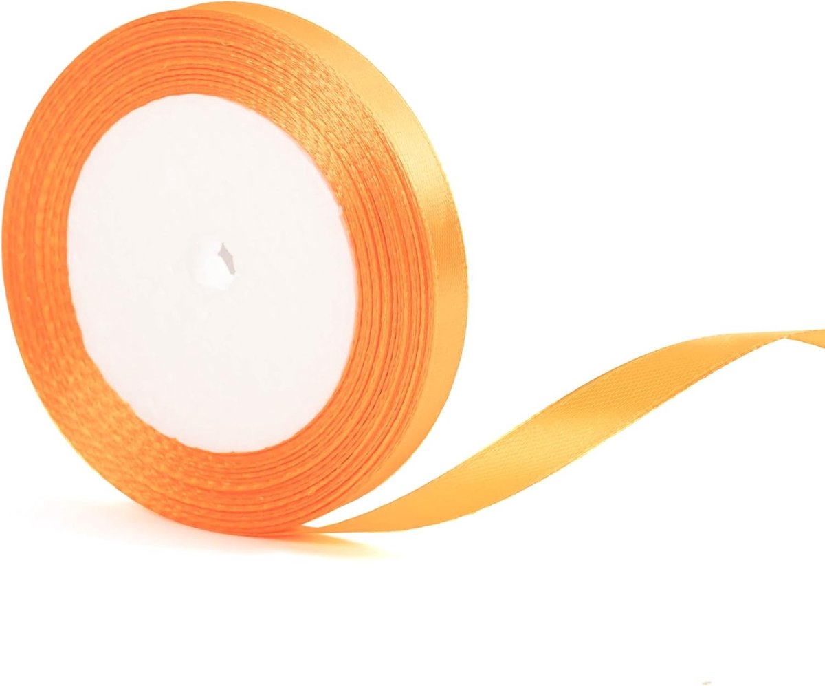 Dunne oranje lint van 22 meter x 10 mm voor cadeauverpakking, bruiloften, Halloween, Kerst, verjaardagen, haarknippen, bloemen en knutseldecoraties