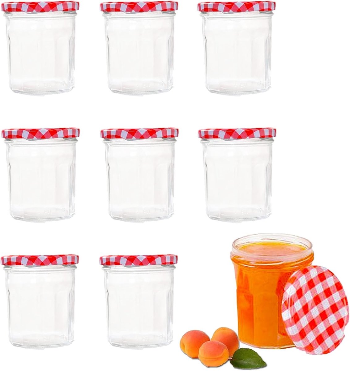 Set van 8 luchtdichte jampotjes van 50ML, ideaal voor het bewaren van sauzen, melk en andere levensmiddelen