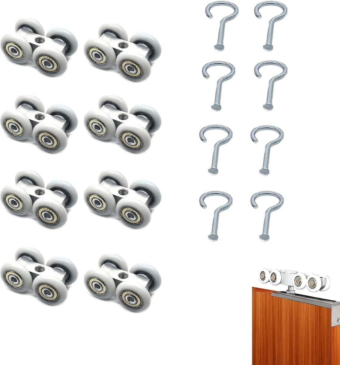8 Stuks Rollen voor Schuifdeuren, Schuifdeuraccessoires, Rollen voor Balconies, Keukens, Eetkamers en Badkamers