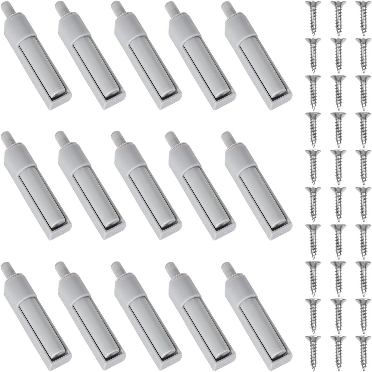 Set van 15 Deurschokdempers met 30 Schroeven, Veelzijdige Antikollision Dempers voor Deuren, Kasten en Meubels in Grijs