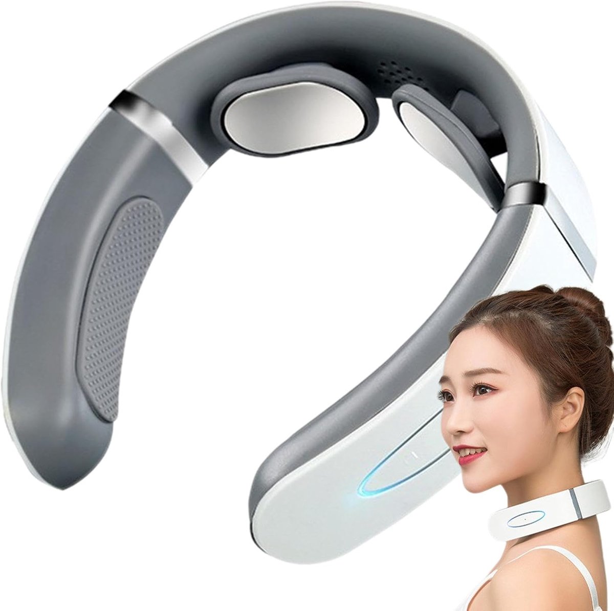 Nek Massager met warmte, draagbare massageer, ergonomische nek-relaxer met 9 versnellingen en 6 modi voor thuiswerkplek, cervicale diepe spierontspanning, stressverminderende nek, nek met warmte