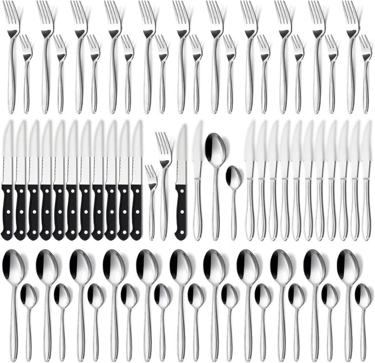 ZRNS® Bestekset 12 Persoons - Vaatwasserbestendig - Met Steakmessen - Hoogglans Gepolijst - 72-delig - Elegant