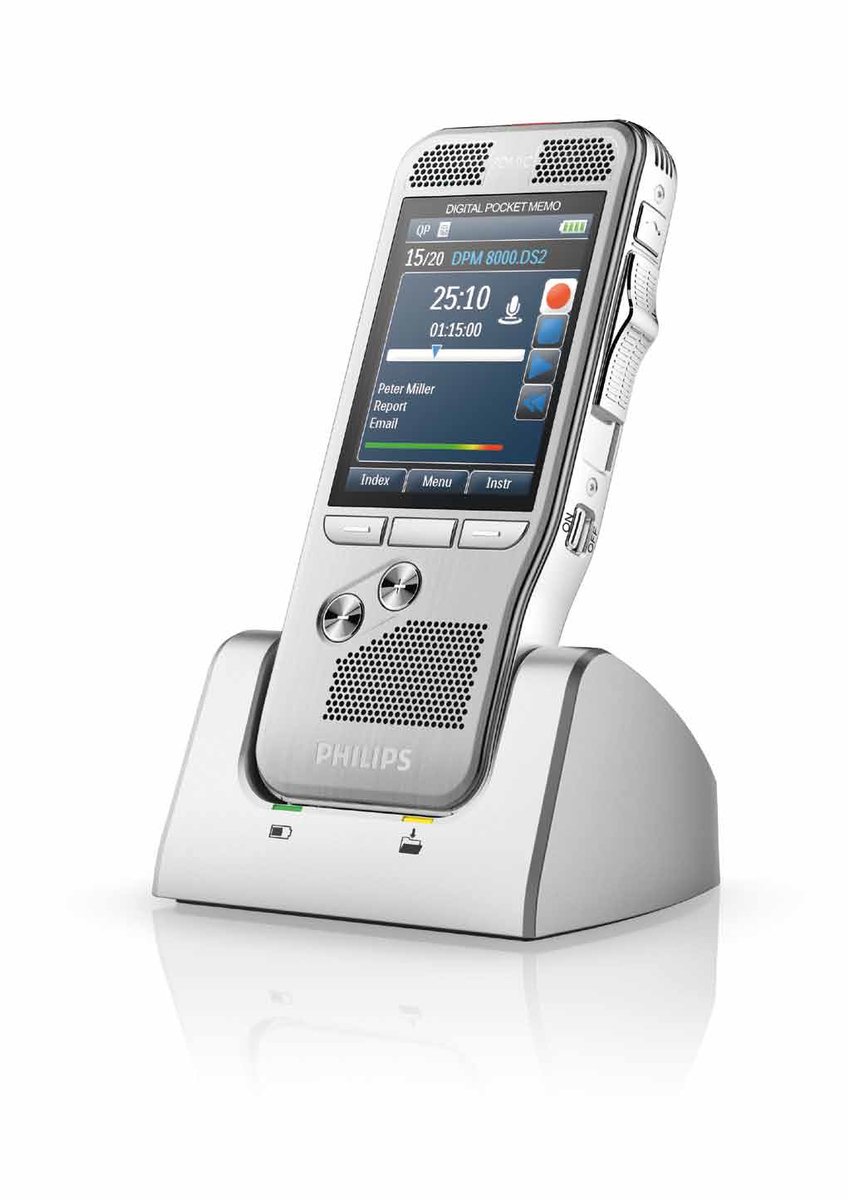 Philips PocketMemo Dicteerapparaat DPM8100 | Integrator set, Docking station, Bewegingssensor, Ergonomische schuifschakelaar (US)
