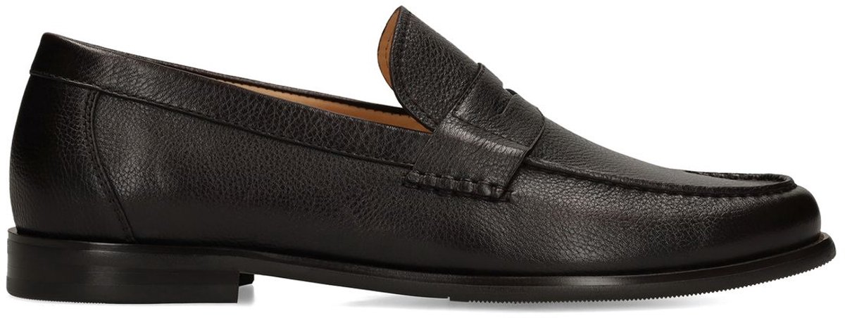 Manfield - Heren - Donkerbruine leren loafers - Maat 40