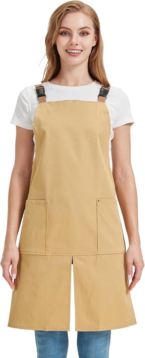 Verstelbare H-Back Schort voor Unisex, Waterdicht met 2 Zakjes voor Keuken, Thuis en Restaurant