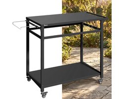 Buitenkeuken op Wielen – BBQ Trolley – Met Opbergkast & Planken – Werktafel voor Buiten – Staal &…