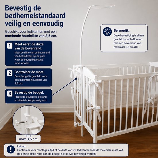 Sluierstang compleet om vast te klemmen - Piekstok voor sluier - Hemelstaaf voor hemeltje — afbeelding 4