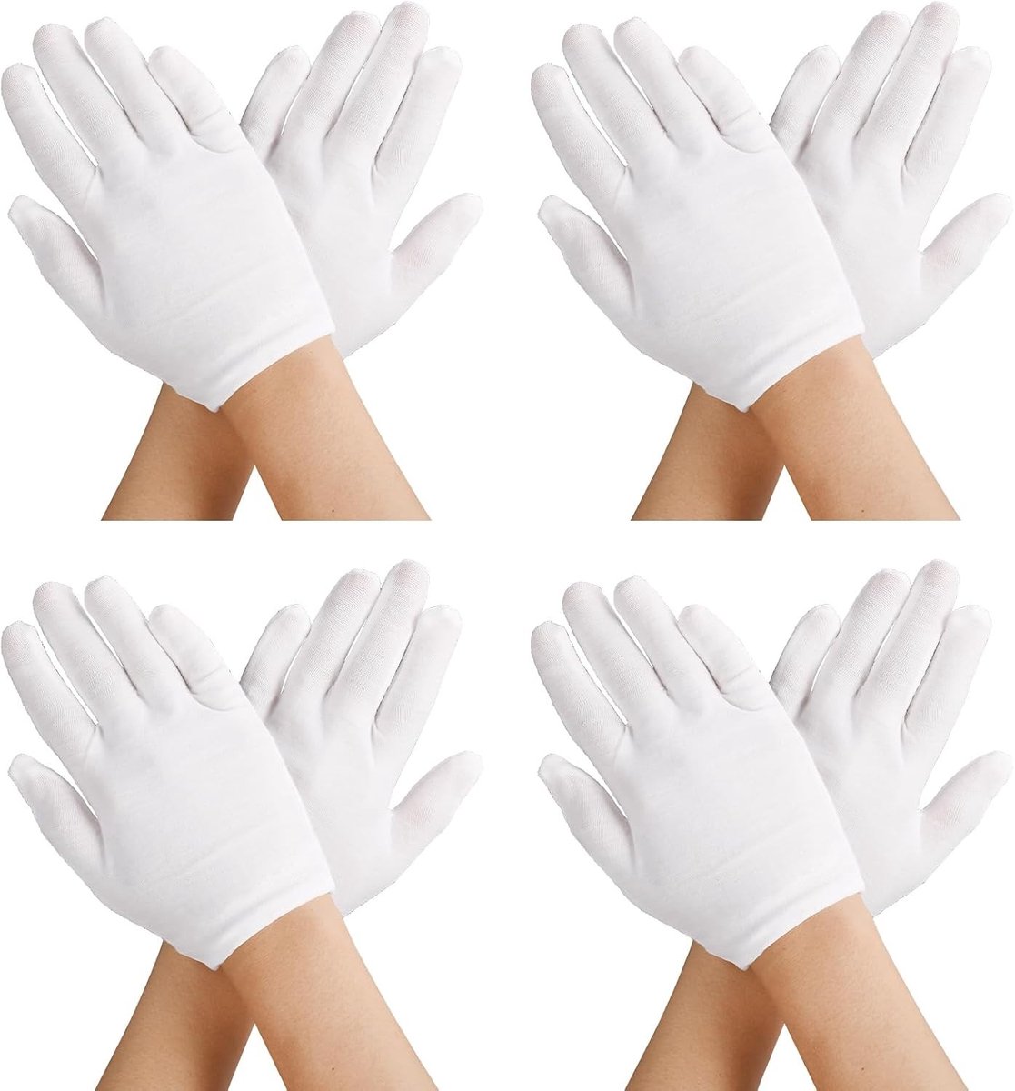 4 Paar Katoenen Party Handschoenen voor Kinderen in Wit, Polslengte Cosplay Kostuum voor Meisjes en Jongens