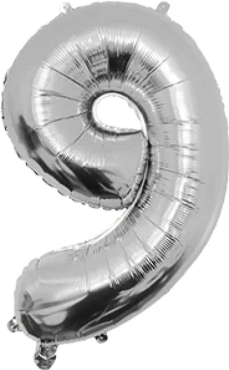 Party Essentials - 1 Silver Foil Balloon No. 9  (85cm)