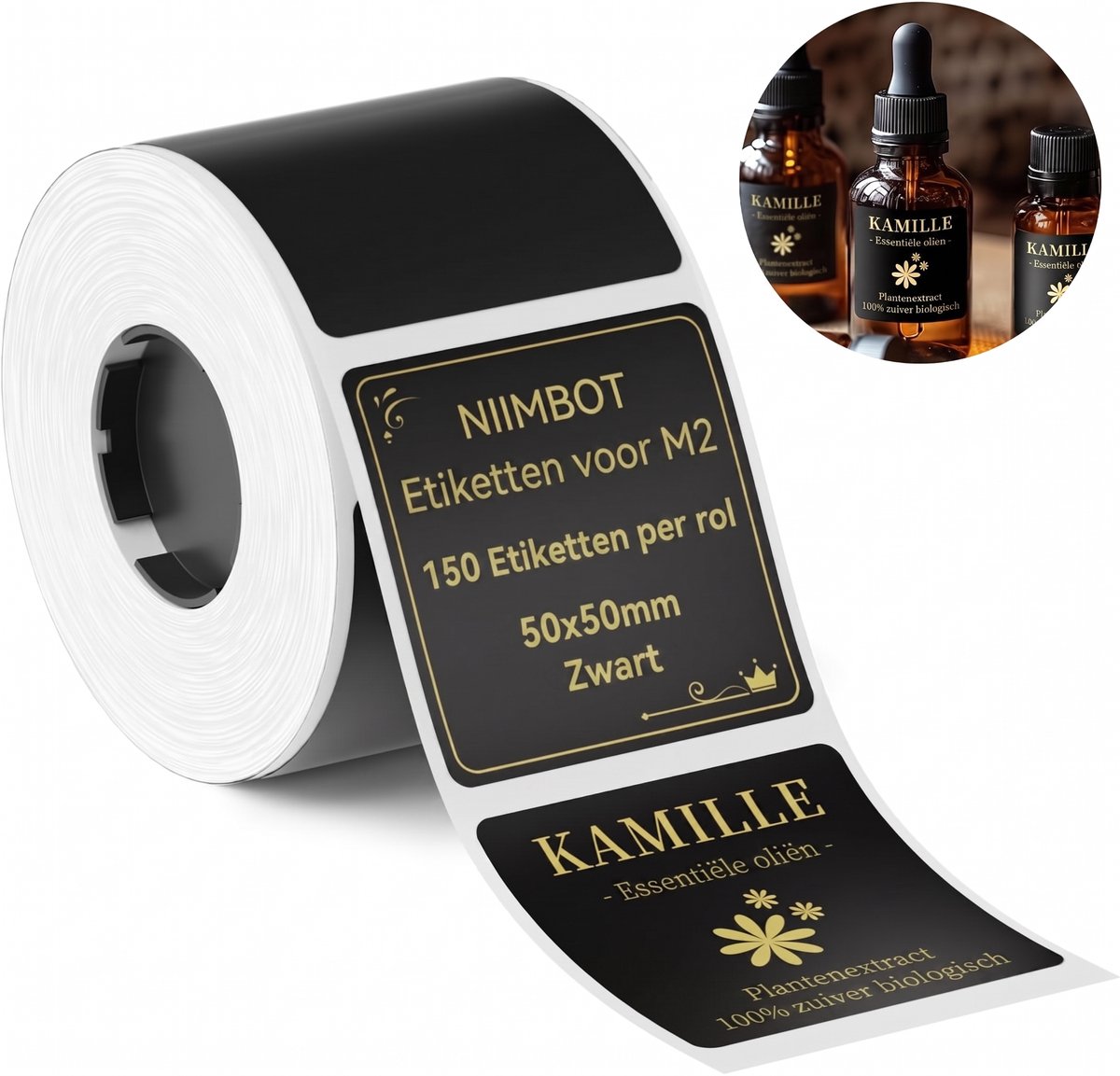 Niimbot - Labels/Etiketten M2 - 50x50mm - 150 vellen - Mat Zwart