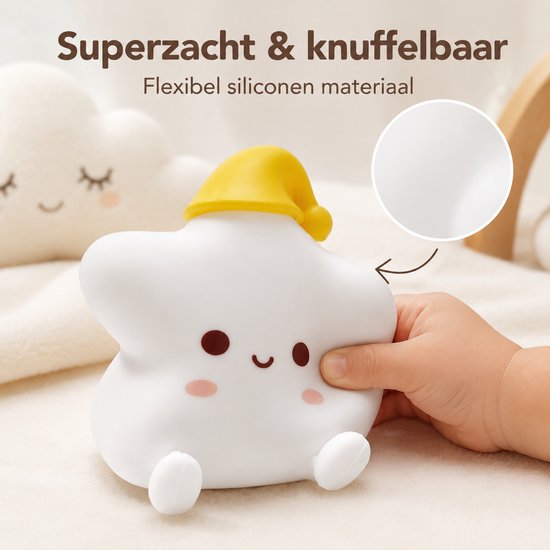 Eurocatch LED Nachtlampje Ster - Kinderlamp Dimbaar - Siliconen - Oplaadbaar - Babykamer Kinderkamer - Little Star van eurocatch — afbeelding 4
