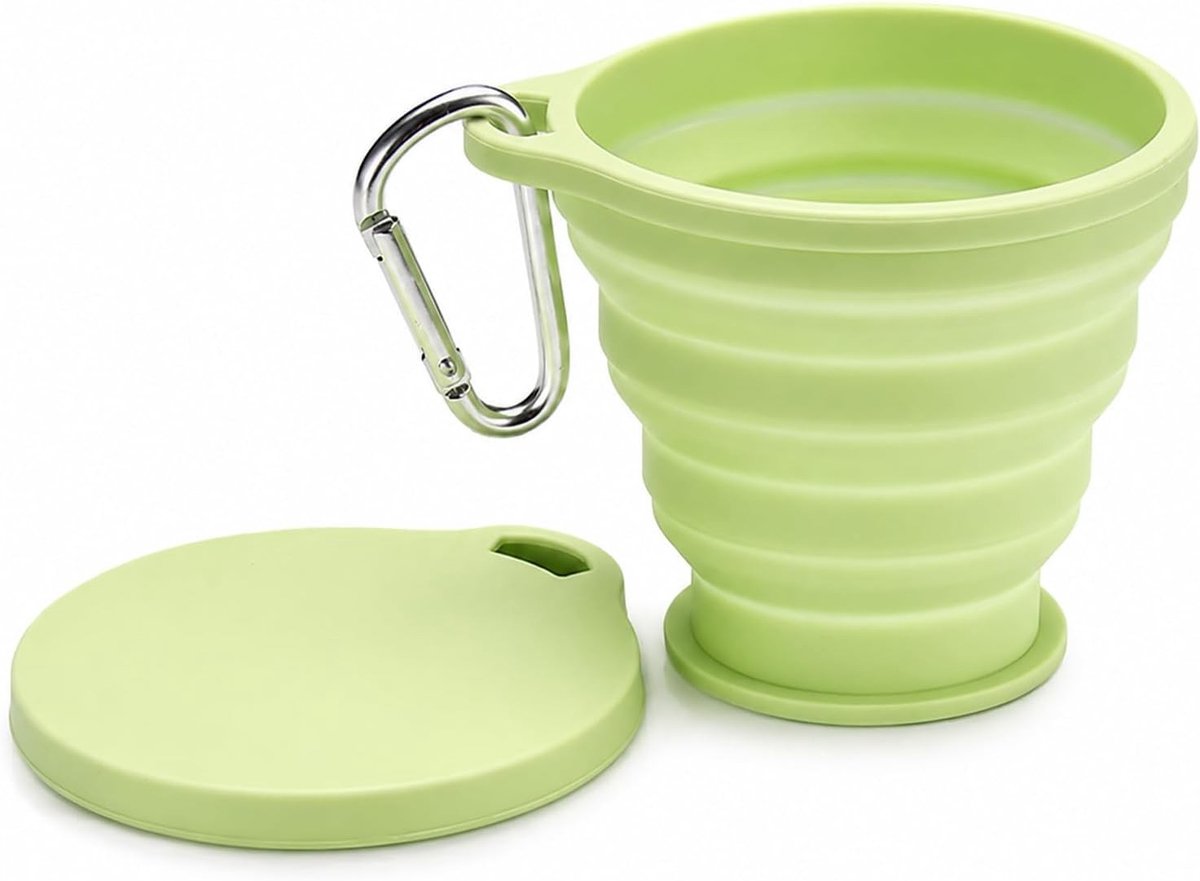 Opvouwbaar potje - Groen - 180 ml - Siliconen Inklapbare Drinkbeker - Voor Kamperen en Reizen