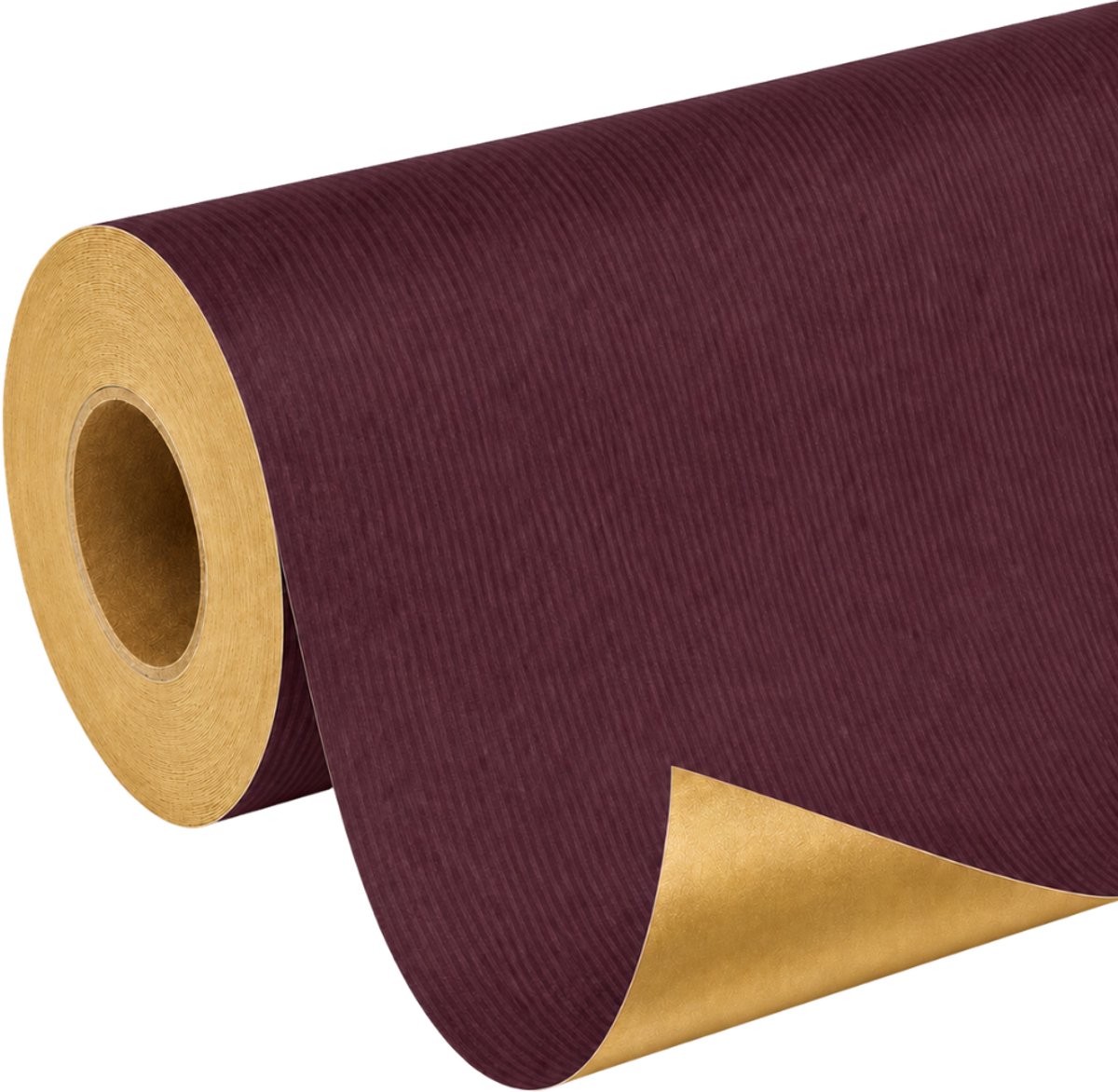 Papierrol – Kraft cadeaupapier – Bordeaux goud – 50 cm x 100 meter – 70 grams