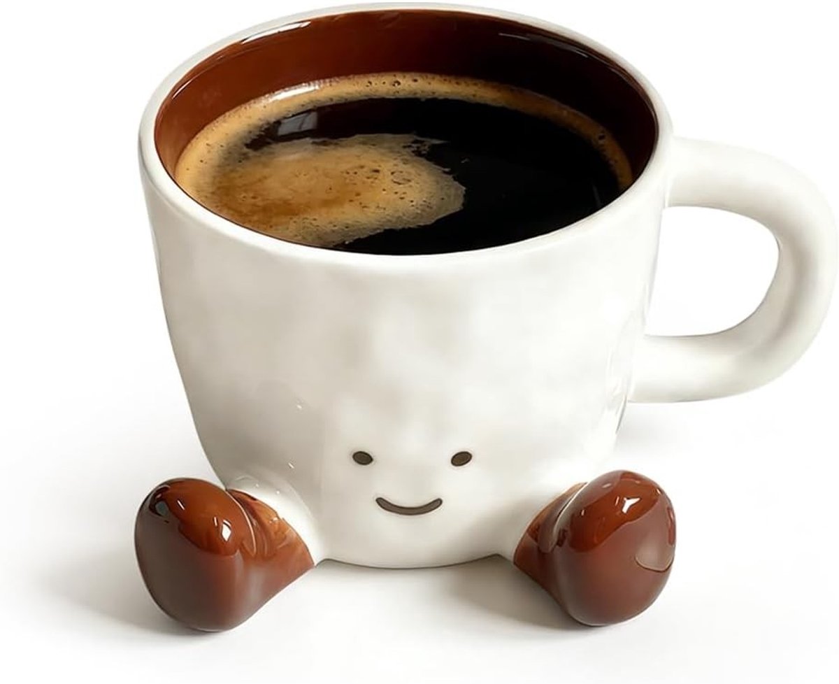 Leuke 400 ml Keramische Koffiemok met Voetjes - Uniek Ontwerp voor Thuis, Cadeau-idee voor Verjaardag en Decoratie