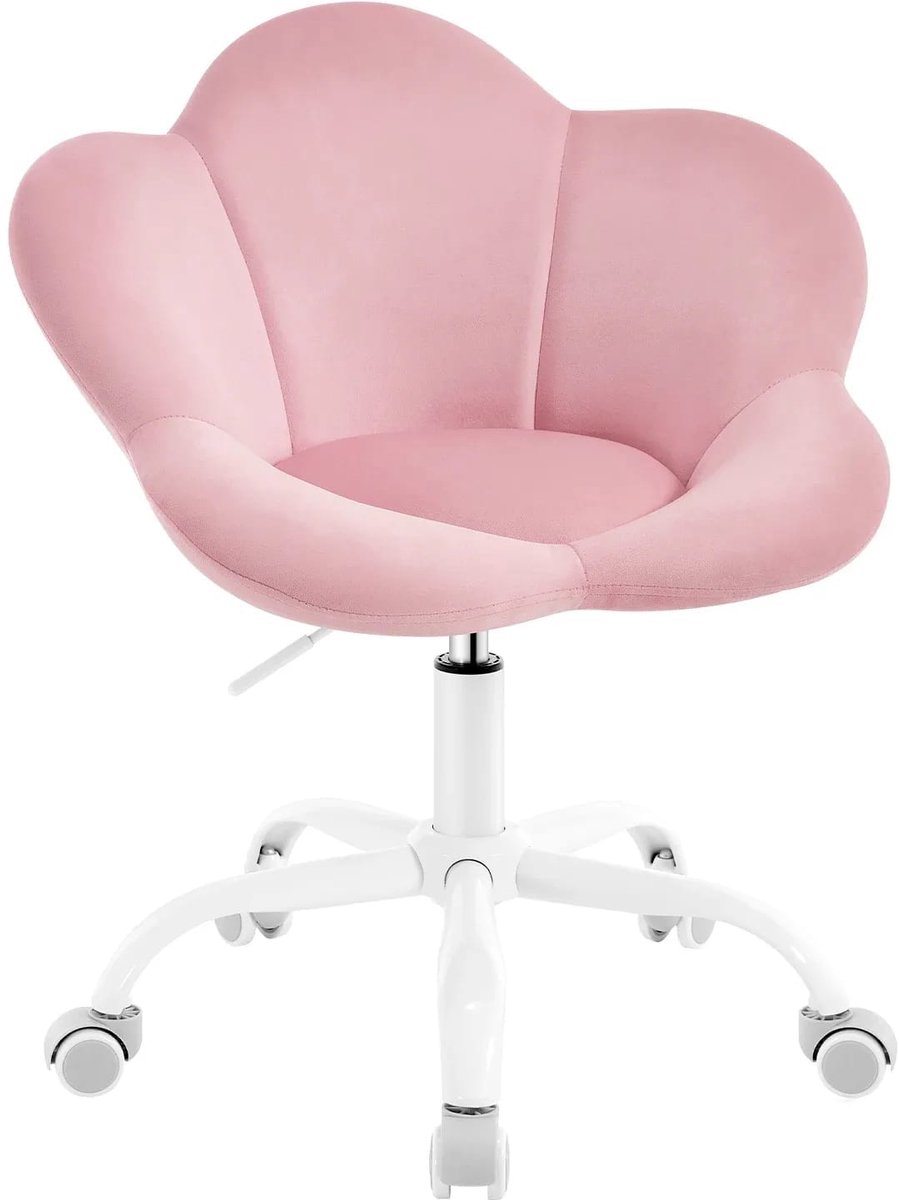 Klarven® Kinderstoel Roze - Kinderbureaustoel - Kids Chair - Hoogte Verstelbaar en Draaibaar - Zachte Velours Zitting - Metalen Onderstel - Draagvermogen 120 kg - B62xd51xh71-79cm