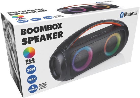 Boombox Bluetooth Speaker - Muziek Box Draadloos met RGB Verlichting - Muziekbox met AUX USB TF - Draagbare Speaker Bluetooth 20W - Draadloos met Bass Boost en TWS — afbeelding 4