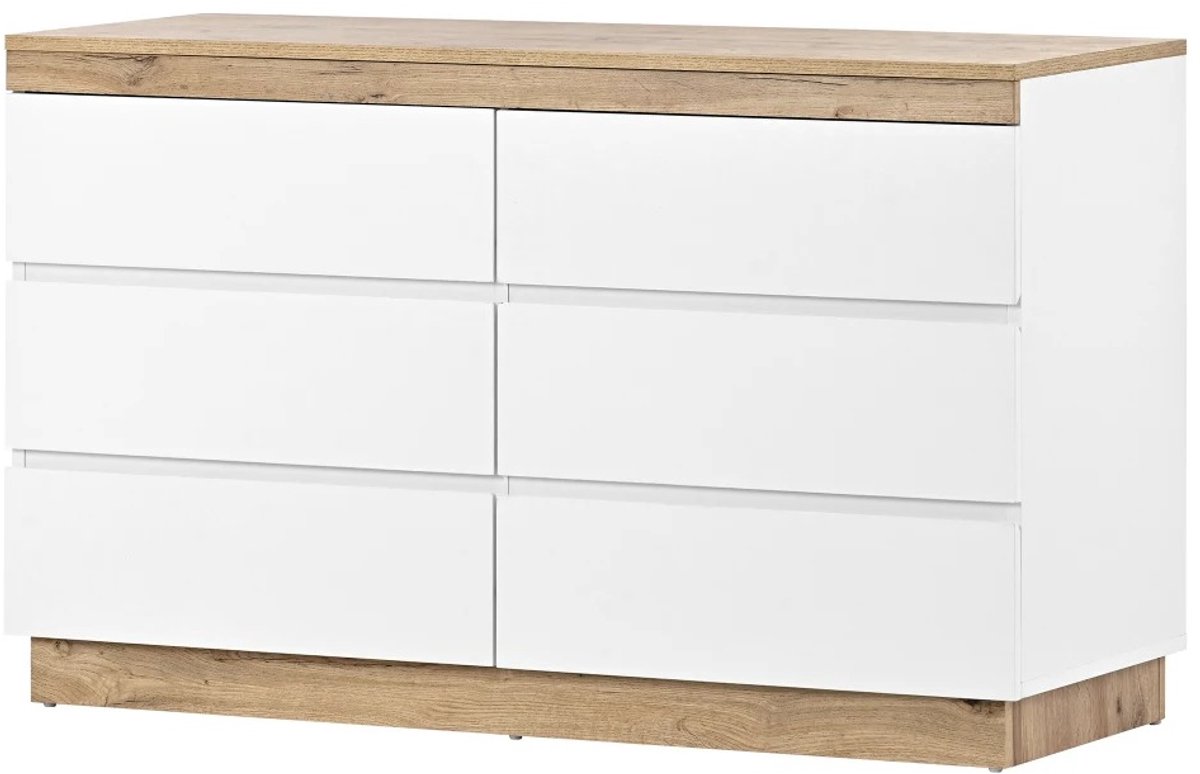 DailyDamaar ladekast - Opbergkast - Dressoir - Ladeblok - Spaanplaat - 6 lades - Slotsysteem - 110x40x68 cm - Opbergkist - Wit