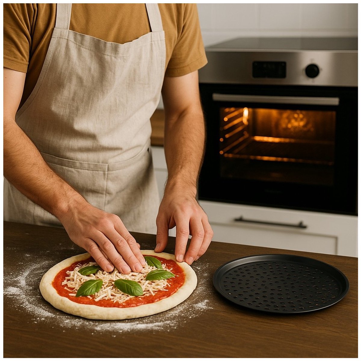 Alpina Pizzaplaat Ø34 cm – Pizzaplaat Voor Oven met Gaatjes – Hittebestendig tot 230°C – Antiaanbaklaag – Plaat Voor Pizza – Vaatwasserbestendig – foto 6