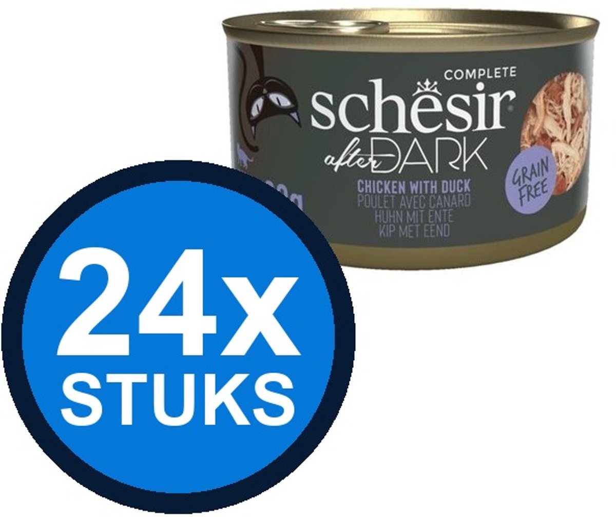24x Schesir After Dark kat blik bouillon kip&eend 80gr