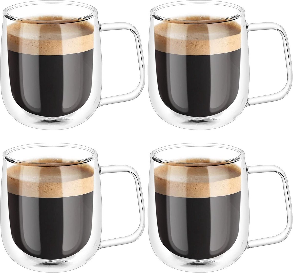 Dubbele Wand Espresso Latte Glazen - Set van 4 Koffie en Thee Glazen voor Macchiato en Cappuccino