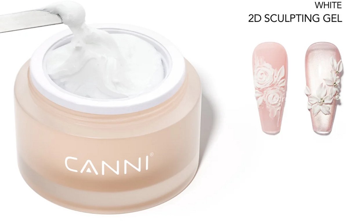 Canni UV Gellak Witte 2D Decoratie Gel - 10 gram - Zonder Kwastje - Gellak Wit - Witte Gellak - Gellak White - Gellak Kleuren - Canni Gellak - Gellak Nagellak