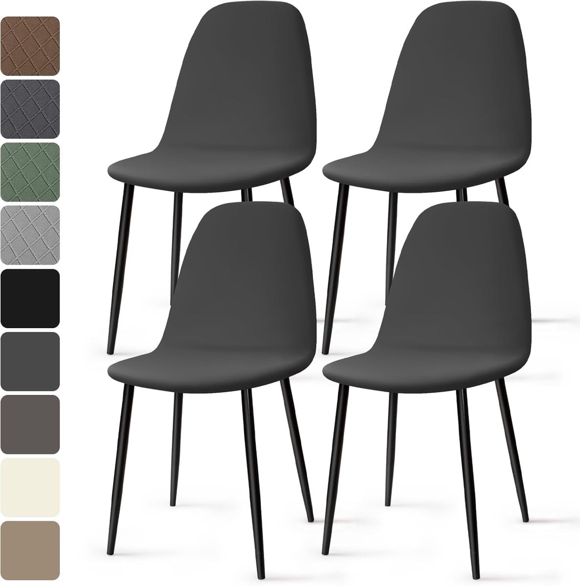Fauteuilhoes - Donkergrijs - 4 Stuks - Elastische Spandex Stoelhoezen - Voor Thuis en Horeca