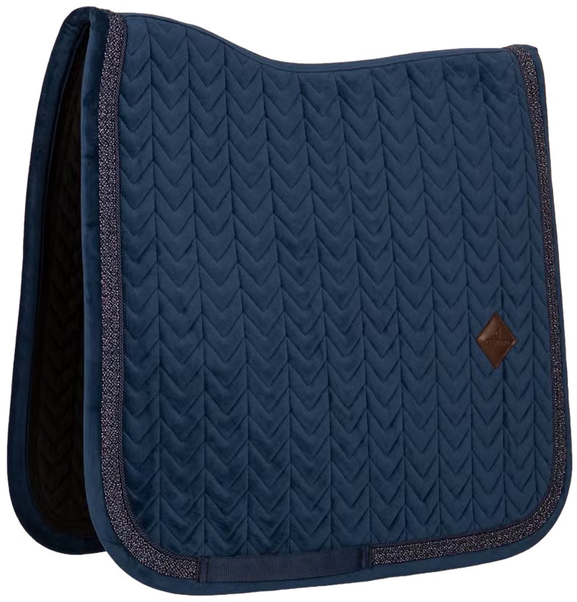 Kentucky Velvet Fishbone Zadeldoek met Glitter Koord Full Navy