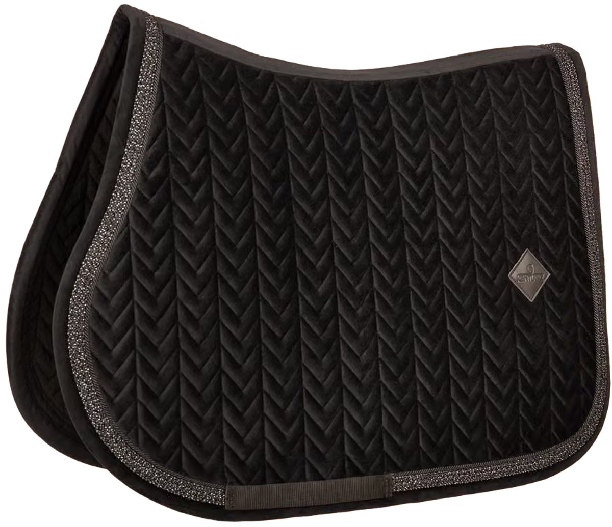 Kentucky Velvet Fishbone Zadeldoek met Glitter Koord Jumping Full Zwart