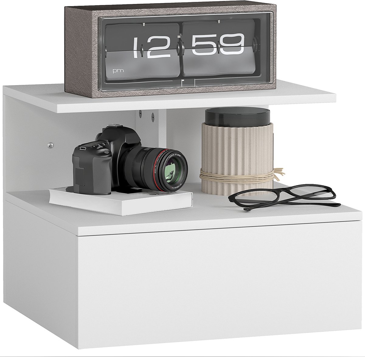 HOMCOM Nightstand-Spanplatte-39,8L x 35B x 31,6H cm-Weiß