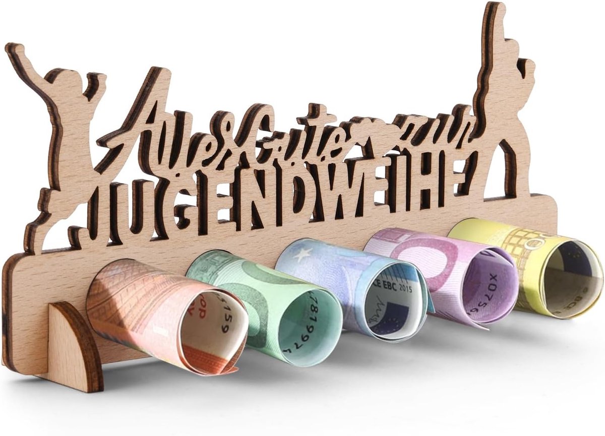 Houten Verjaardagsgeld Cadeau, Creatief Geld Geschenk, Afscheidscadeau, 15.8 x 8.6 x 0.5 cm, Originele Geldverpakking, Cadeau voor Afstuderen, Geschikt voor Jongens en Meisjes