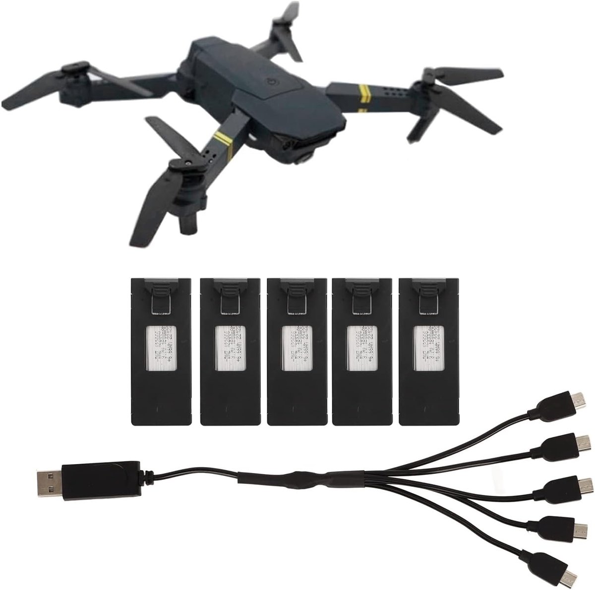 Lithium batterij 3.7V 1800mAh voor RC vliegtuigen en drones met oplaadkabel, geschikt voor E88, E88PRO en LSE525 modellen