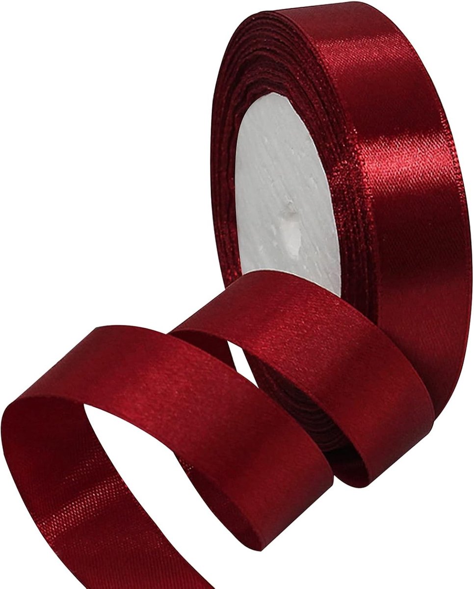 Satin Lint van 22 m, 2 cm Breed, Perfect voor Cadeaus, Decoratie en Feestelijke Gelegenheden zoals Kerst en Verjaardagen (Wijnrood)
