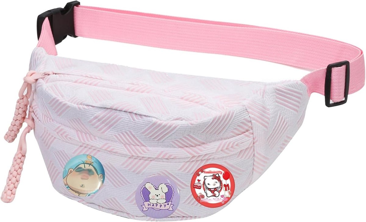 Dames Heuptas en Schoudertas met Verstelbare Schouderriem voor Outdoor Activiteiten, Fitness en School - Roze Corduroy Crossbody Bag